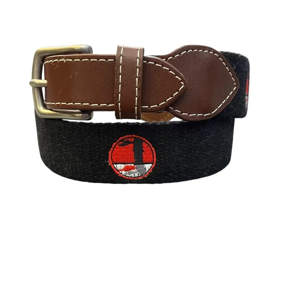 Reel Point Shelter Island Belt Boys One Size Black Woven Leather Elastic